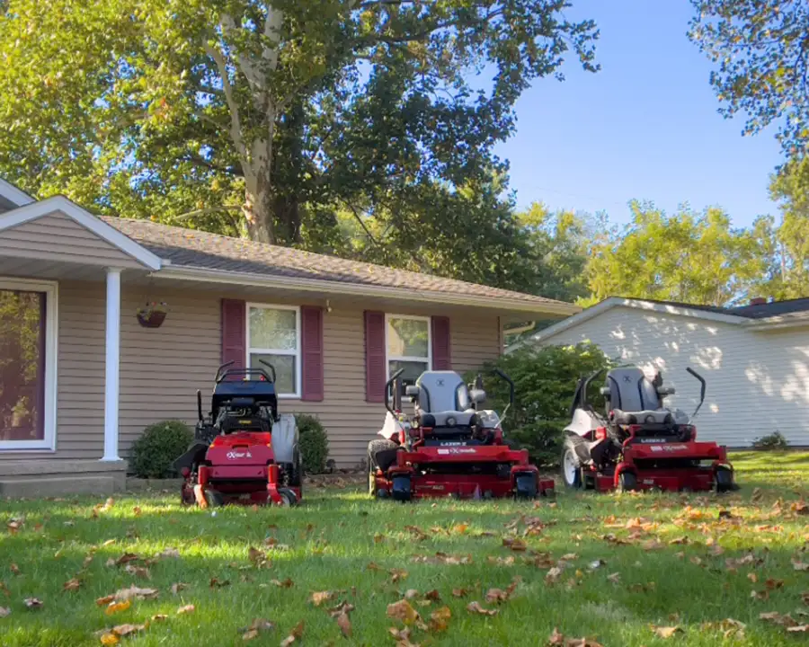 Shutt Lawn Care - three riding mowers ready to tackle some residential lawncare services - Springfield, IL
