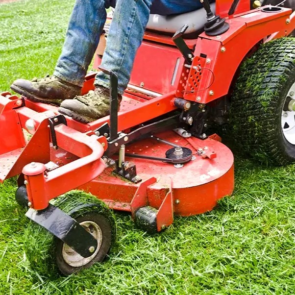 professional on a riding mower, cutting and mulching grass - Springfield, IL