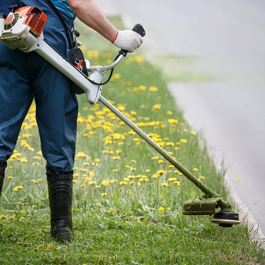 professional using a weed-wacker, weed-eater - weed eating lawn care - Springfield, IL